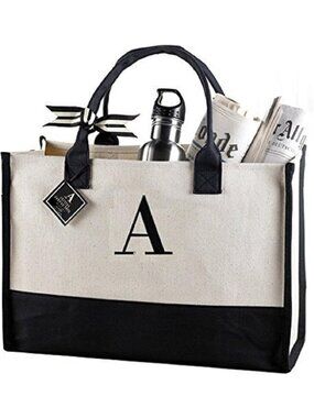 Personalized Letter A Tote Bag for Women | Custom Initials Canvas Bag